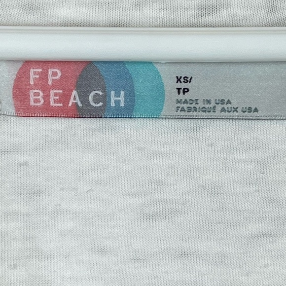 FREE PEOPLE FP Beach Keep Me Oversized Burnout White T-Shirt Top Yellow Seams XS - Picture 3 of 13